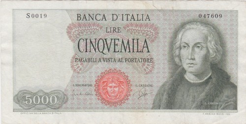 Italy italia 5000 lire 1964 - italy,