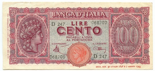 100 lire italia - italia, turrita