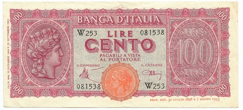 100 lire italia turrita - 100,