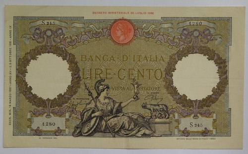 R2888 100 lire 1937 - lire,