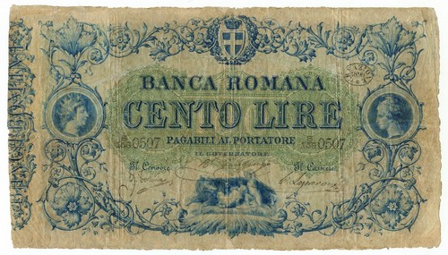 100 lire banca romana - banca, regno