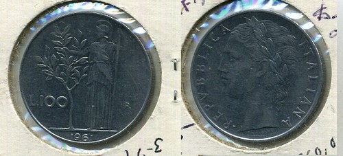 1961 italy 100 lire - 1961, xf